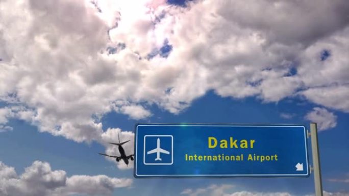 飞机降落在达喀尔塞内加尔机场