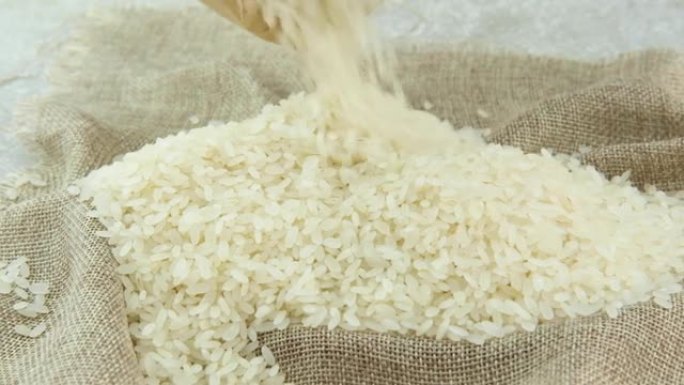 前景中的米，背景构成。有机颗粒