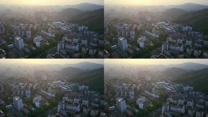 日落时间珠海市景交通街空中全景4k中国