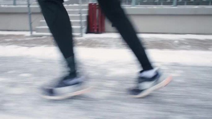 跑步者脚移动雪道有氧训练提高人耐力阈值