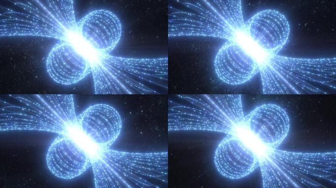 太空中类星体能星美丽的磁力场线 -- 4k无缝循环运动背景动画