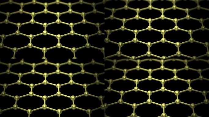 石墨烯原子纳米结构可循环动画。蜂窝形式的纳米管。概念纳米技术与科学。3d动画