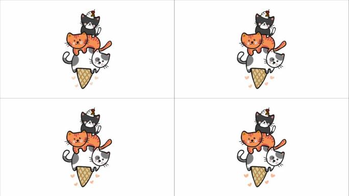 猫冰淇淋蛋卷卡通