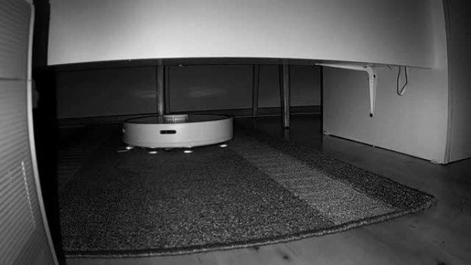 爱沙尼亚桌子下带有激光雷达激光清洁的白色移动电子机器人真空吸尘器