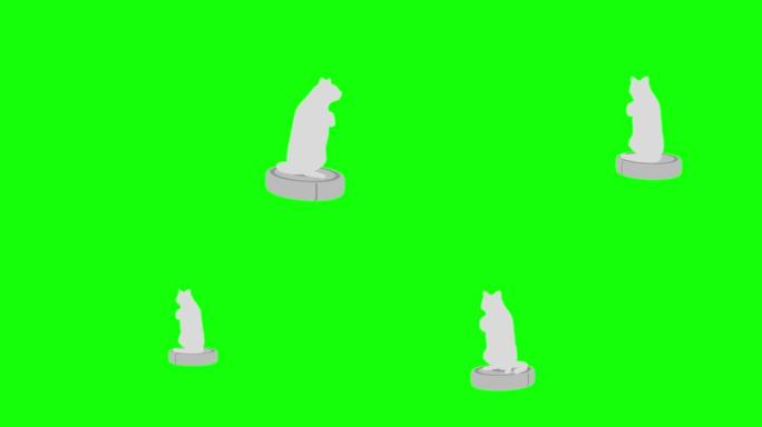 猫剪影机器人真空吸尘器3转站立循环模式