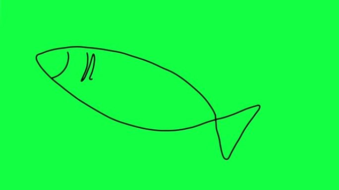 在绿色背景上画鱼。