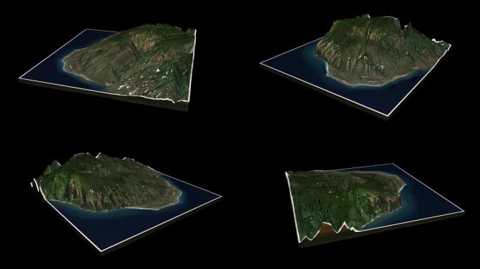 威美亚峡谷地形图3D渲染360度循环动画