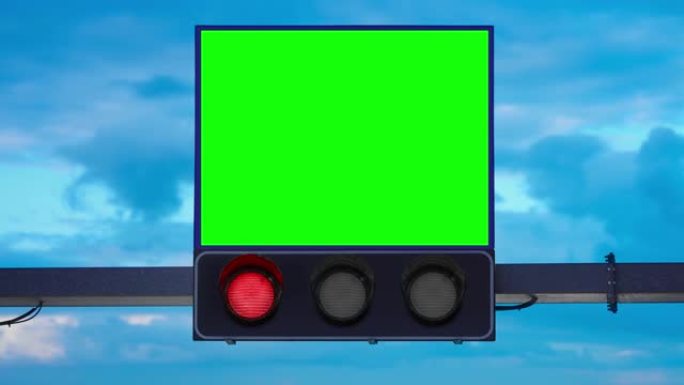发光的交通灯和带有绿色chromakey空间的屏幕