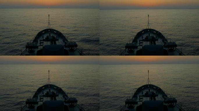 军用船在日落时分军演战舰航母编队海军力量