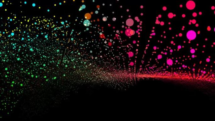 未来抽象彩虹百万粒子闪光波形维度振荡，可视化波技术数字