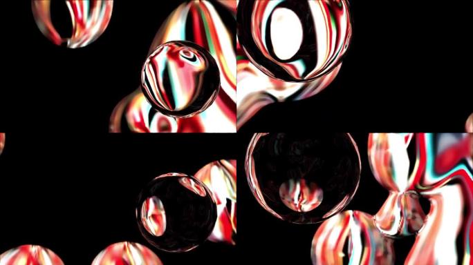 3D渲染抽象红色反光球