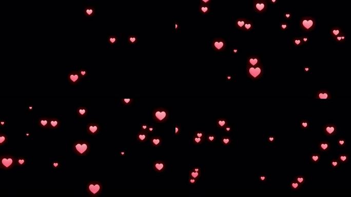 动画粉红情人节背景与黑色的3d心。