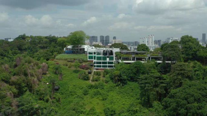 夏日新加坡城市著名圣淘沙岛区公园缆车站空中全景4k