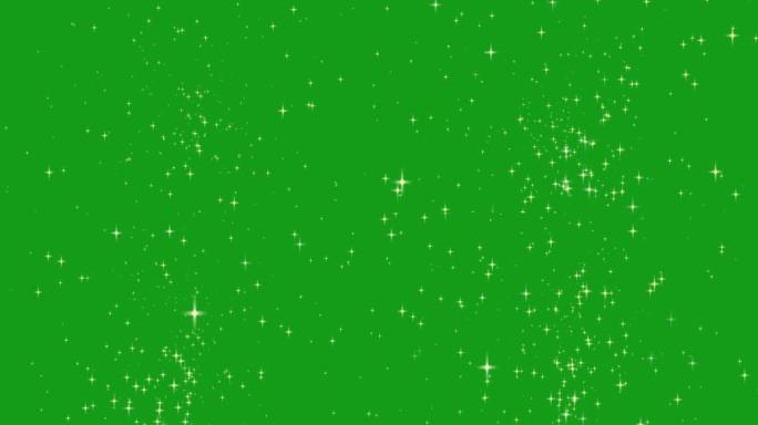 恒星通过绿色屏幕背景的太空运动图形