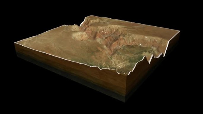 大峡谷亚利桑那地图3D渲染360度循环动画