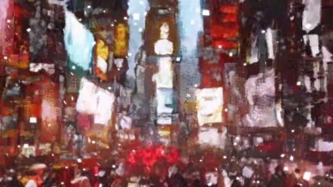 纽约时代广场。抽象的移动人群