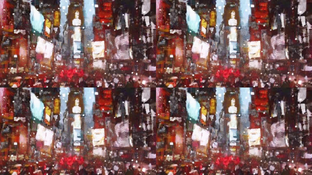 纽约时代广场。抽象的移动人群