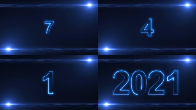 新年2021倒计时蓝色彩色抽象动画