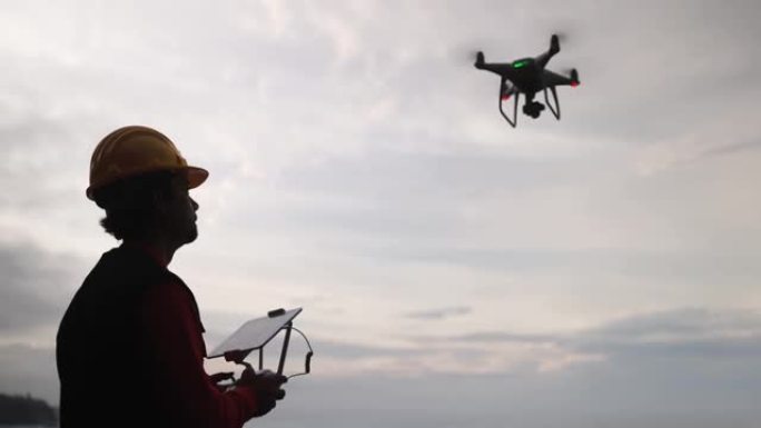 无人机工程师飞行-视频监控和工业检测概念