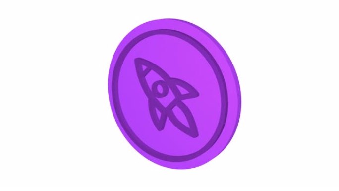火箭3d图标。紫色。阿尔法通道