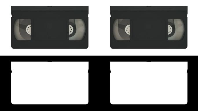 VHS盒式磁带。白色背景上的录像带。阿尔法通道包括