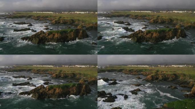 崎岖的海岸线风景布拉格堡加州无人机景观