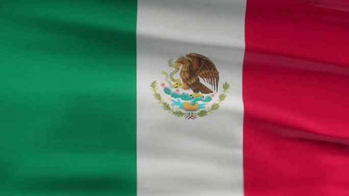 墨西哥国旗飘扬在风seamles循环三维动画。4 k的决议