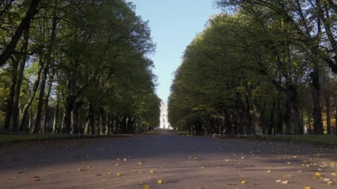 巴甫洛夫斯克宫和公园在秋天，圣彼得堡，三重菩提树巷