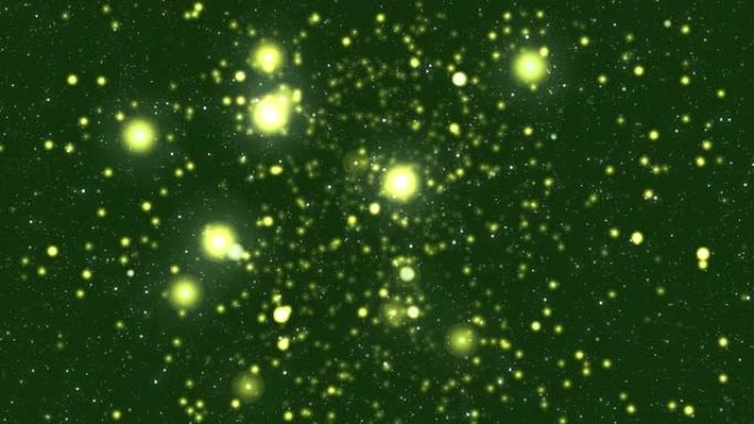 4k绿色粒子抽象背景闪耀金色