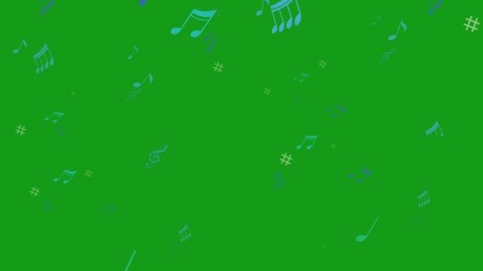 绿色屏幕背景的音乐符号运动图形