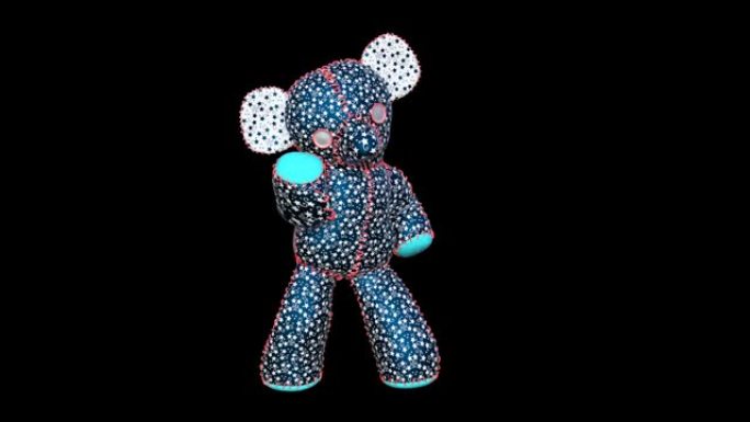 玩具布娃娃熊跳舞，动画，透明背景