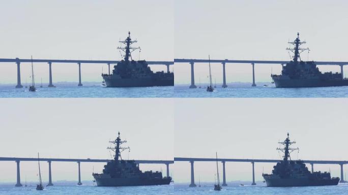 海军军舰驶入圣地亚哥港口