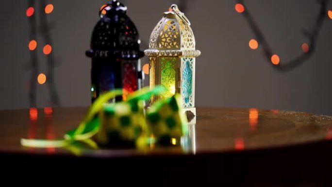阿拉伯灯笼与丝带ketupat