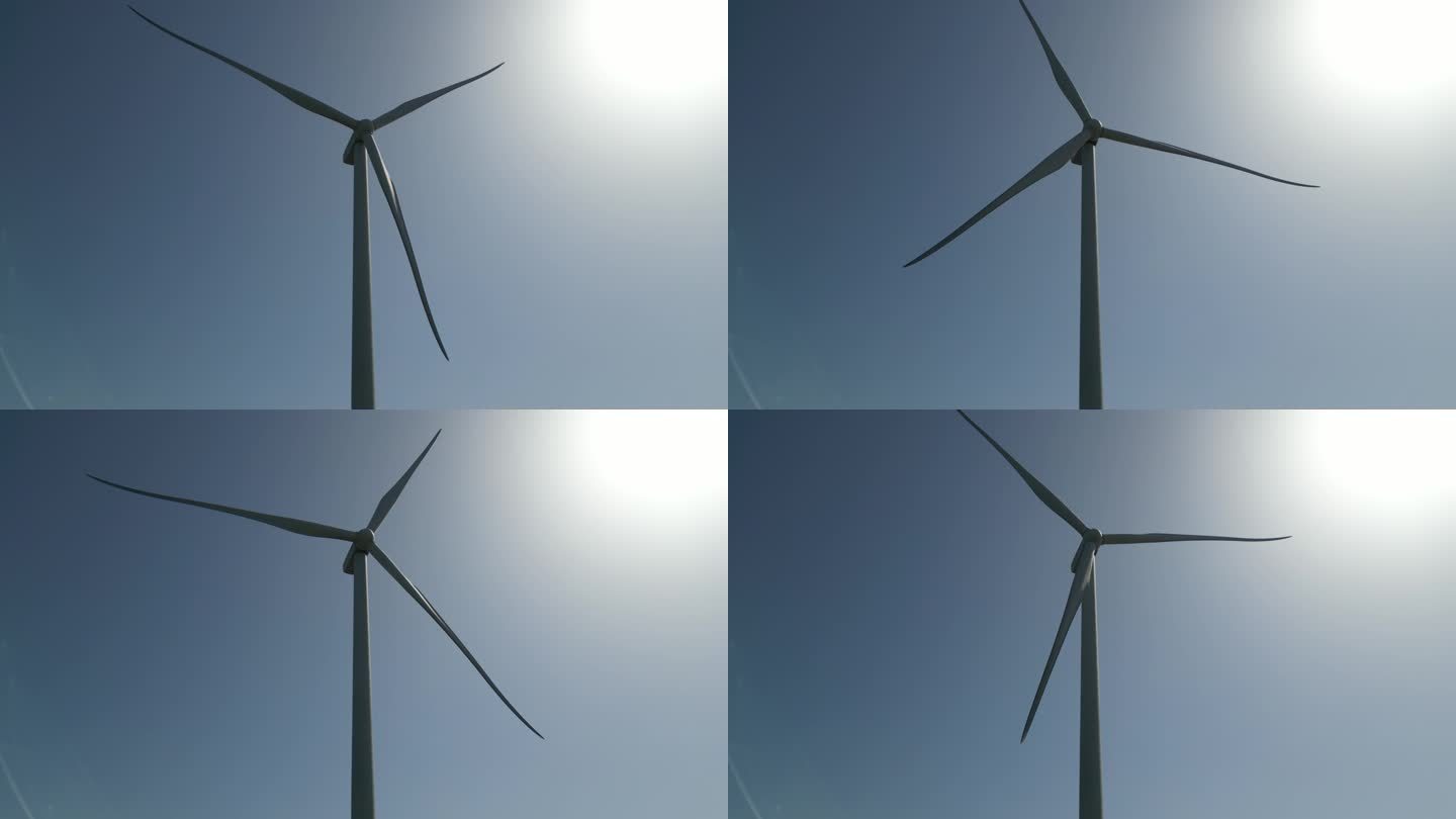 蓝天下的风能发电风车