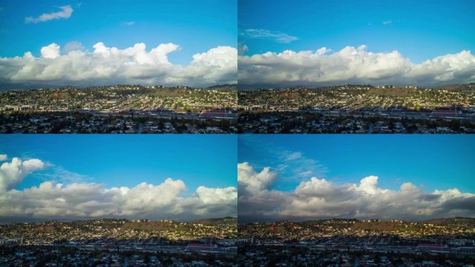 延时 -- 洛杉矶郊区泛美景和美丽的云彩