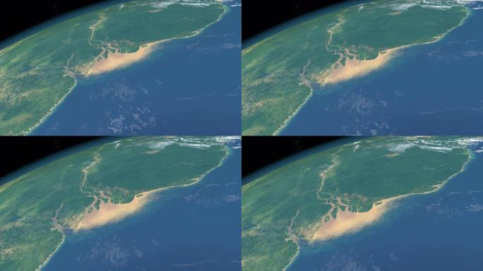 来自外层空间的地球行星中的亚马逊河三角洲
