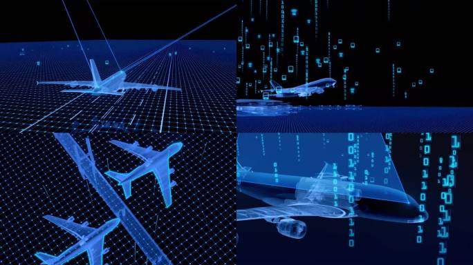 4K科技未来信息化全息航空运输飞机起飞