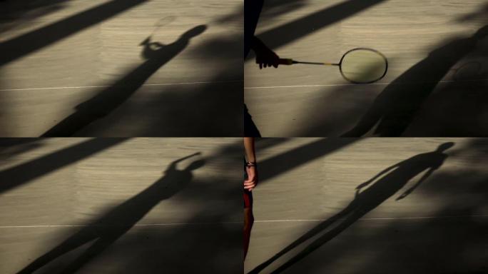 羽毛球运动员的影子