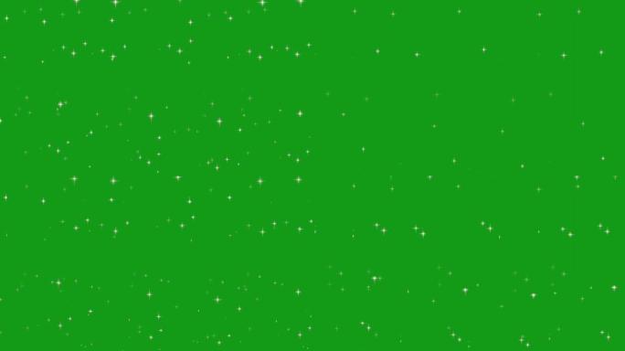 闪烁的星星运动图形与绿色屏幕背景
