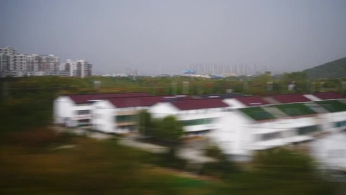 杭州市区火车旅行侧窗pov全景4k中国