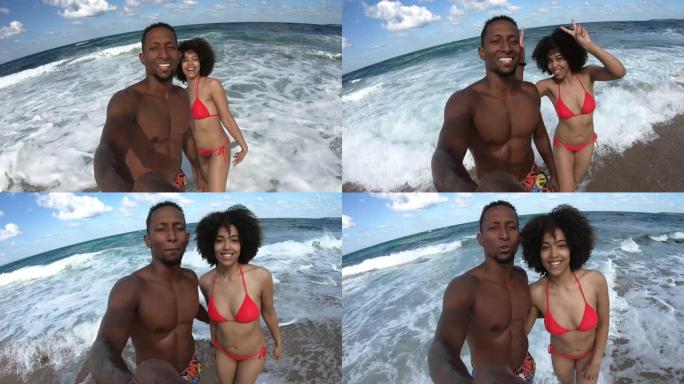 4k视频非洲夫妇从海滩度假