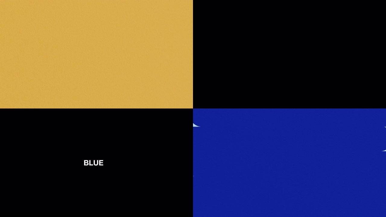 酷过渡视频素材集。蓝色和金色，2种3种图案。6件套。黑色背景。