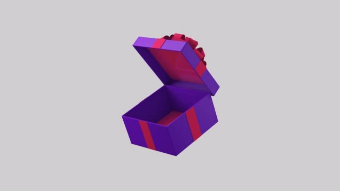 紫色圣诞礼盒旋转打开动画