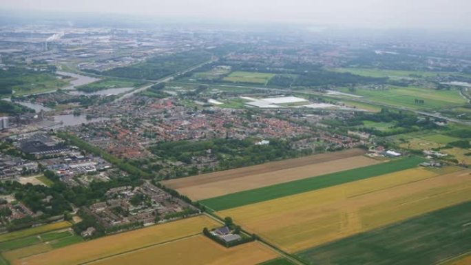 阿姆斯特丹城市航空车窗乘客视野航空全景4k荷兰