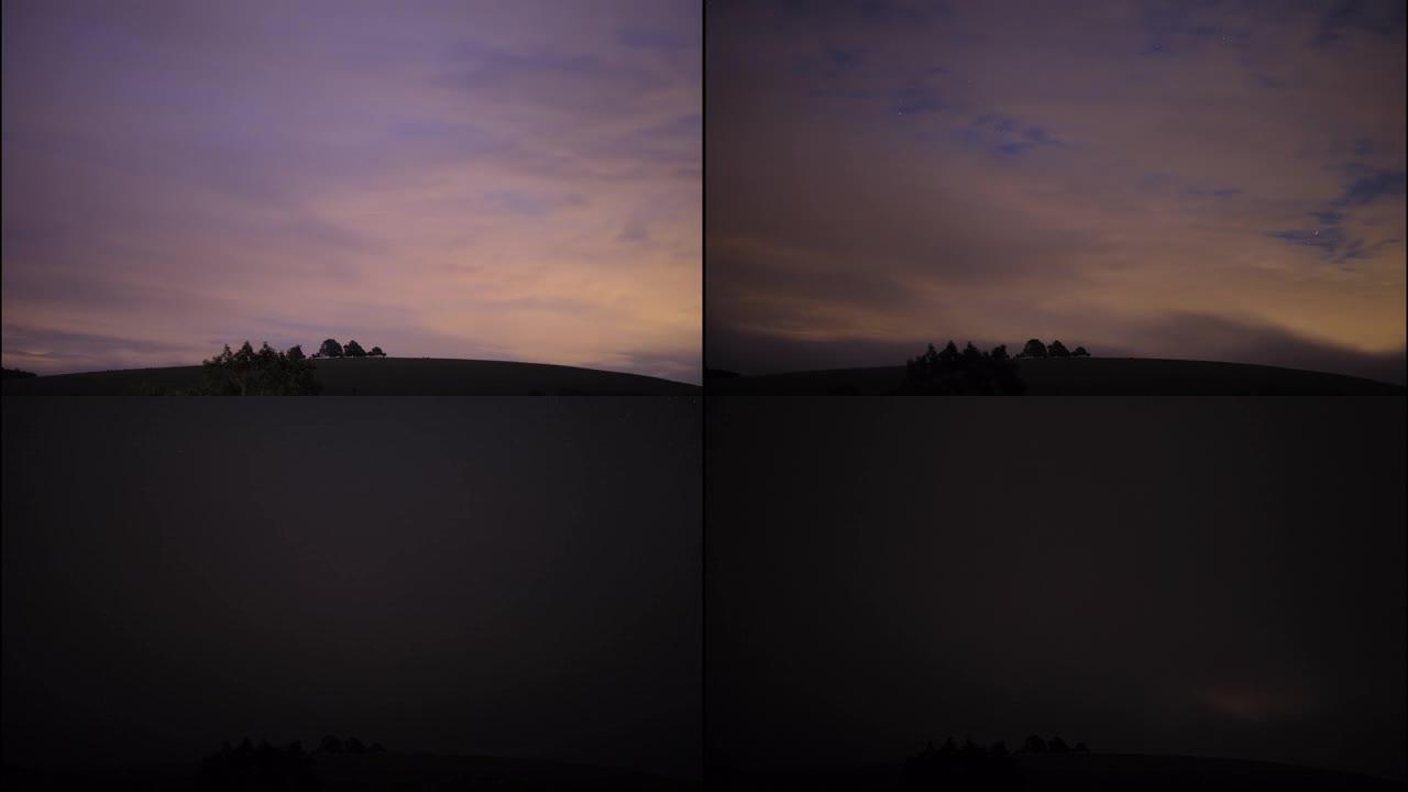 乌云在英国多塞特郡黄昏的一座小山上飞毛腿