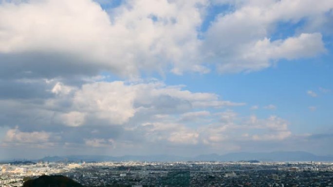 福冈市景观蓝天白云广袤无垠俯瞰
