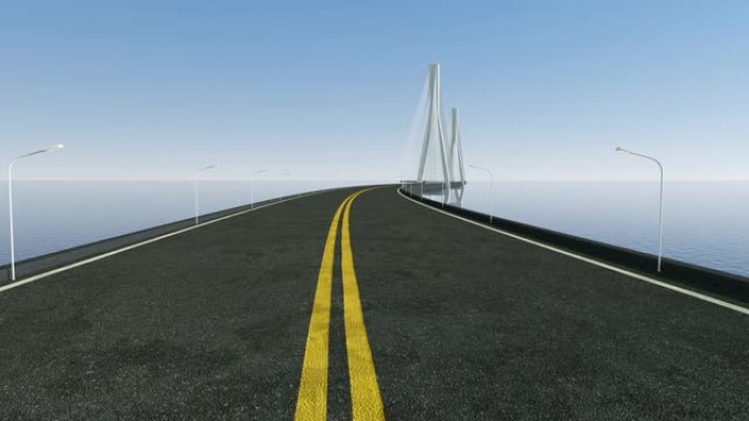 在长曲线桥上快速前进，3d渲染。