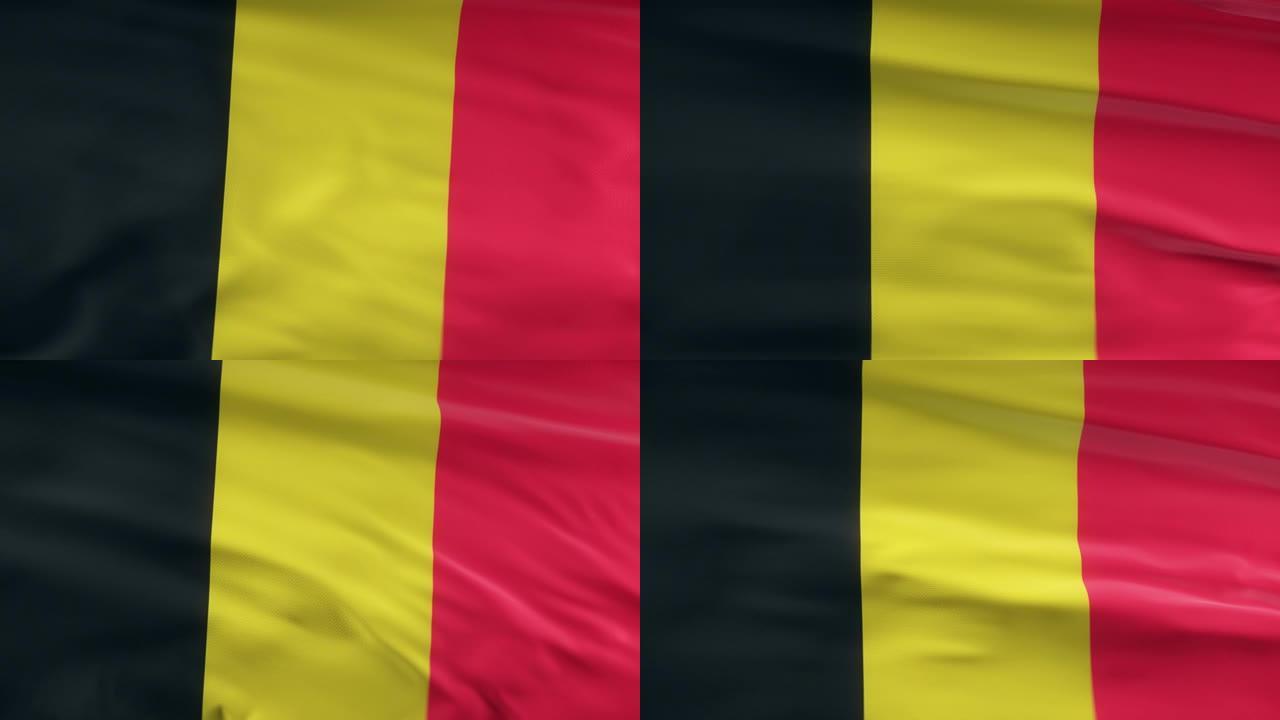 比利时国旗飘扬在风seamles环3d动画。4 k的决议
