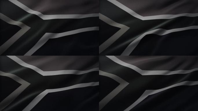 4K南非国旗在风中挥舞，织物纹理高度细致