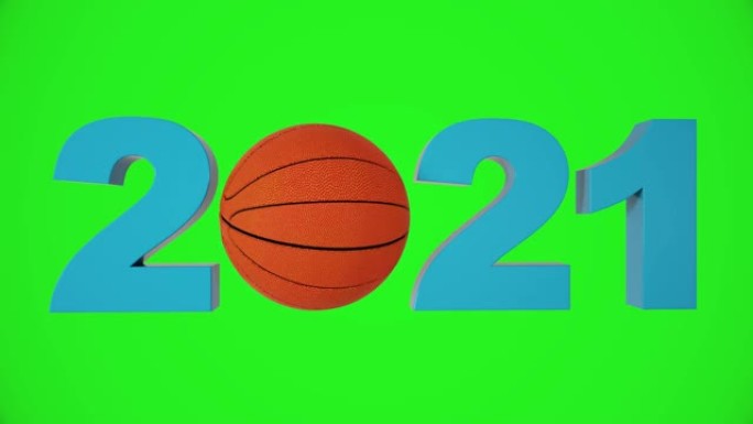 在绿色屏幕背景上无限旋转的篮球2021设计